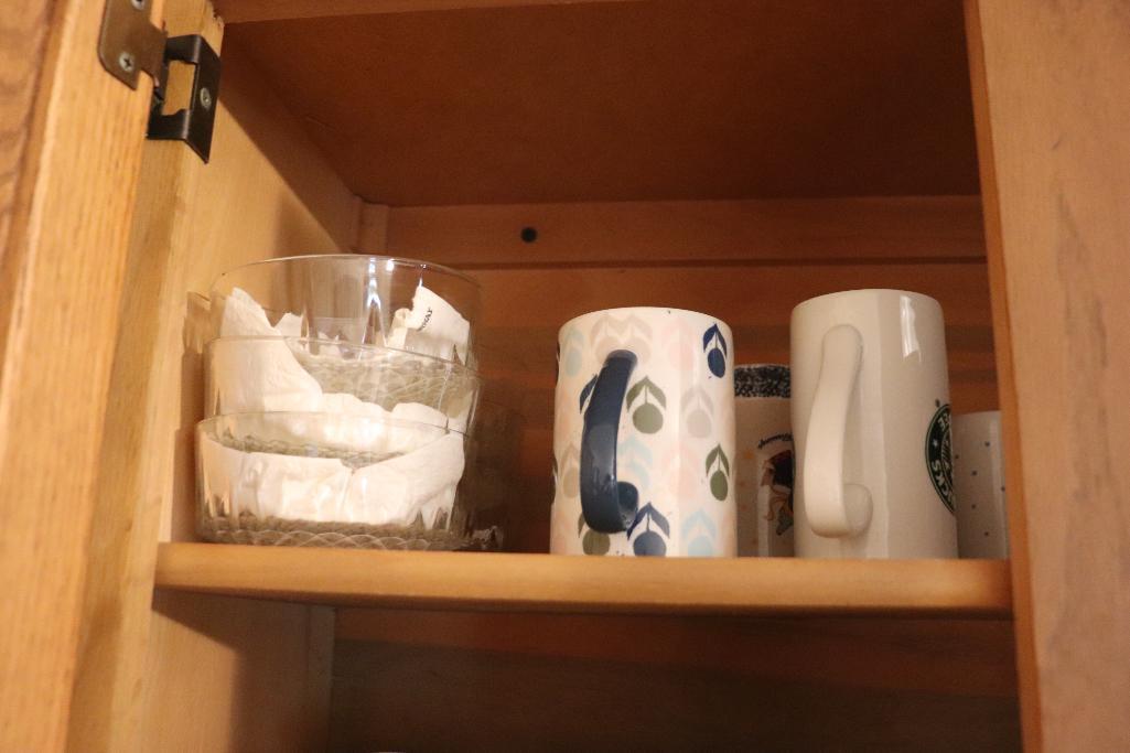 Contents of cabinets including Corelle wear and totally today China set