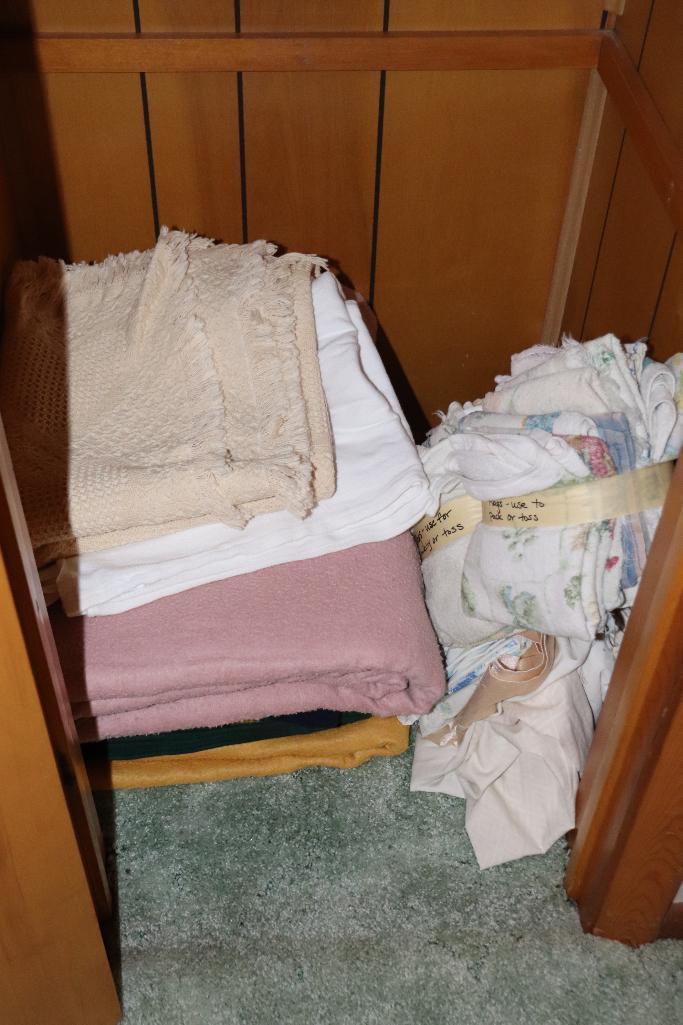 Contents Of Closet Including Bedding, Hand Stitch Cloths, Hand Towels and Blankets