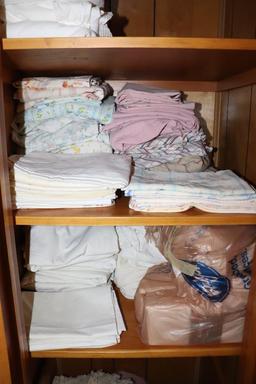Contents Of Closet Including Bedding, Hand Stitch Cloths, Hand Towels and Blankets