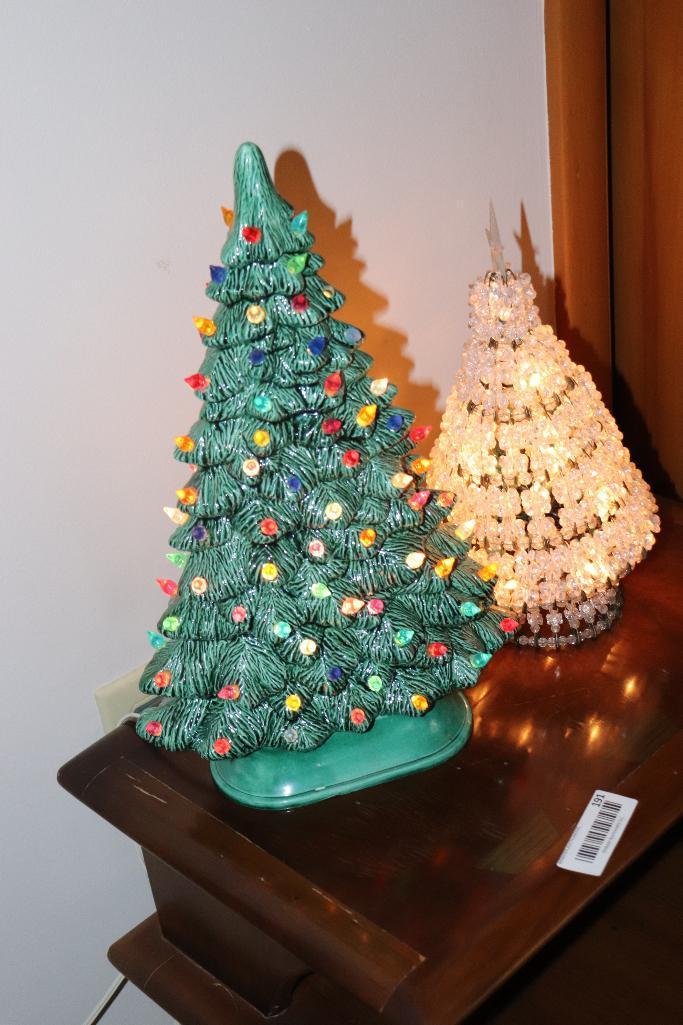 (1) Ceramic Christmas Tree and (1) Wire with Plastic Beads Christmas Tree