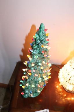 (1) Ceramic Christmas Tree and (1) Wire with Plastic Beads Christmas Tree