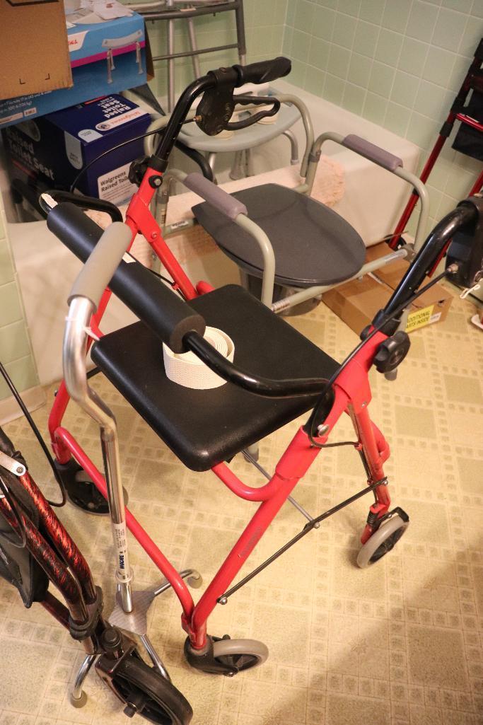 Handicap Equipment Including 4 Wheel Walkers, Shower Chair, Commode, Canes, Nebulizer, etc.