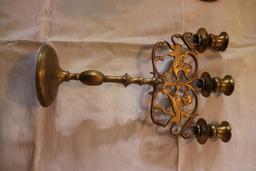 (2) Antique brass "Lion of Judea" candleholders