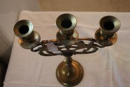 (2) Antique brass "Lion of Judea" candleholders