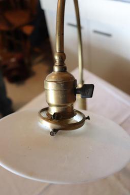 Old Brass desk lamp with frosted glass shade
