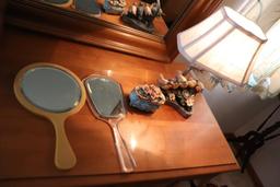 Lot Of Old Hand Mirrors, Lamp, Jewelry Box