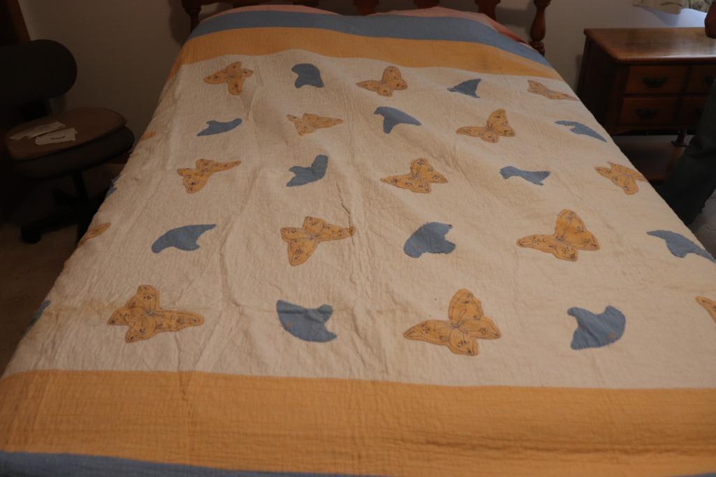 Vintage butterfly quilt 72 in. x 80 in.