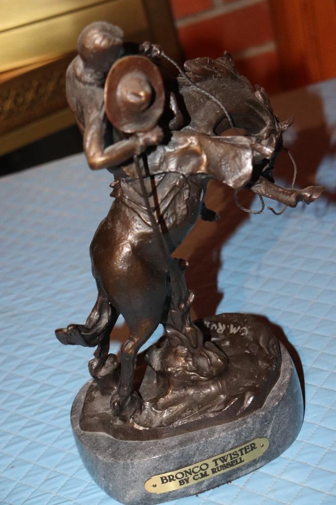Vintage Bronze Statue By C.M. Russell (Bronco Twister)