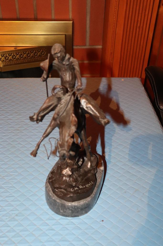 Vintage Bronze Statue By C.M. Russell (Bronco Twister)