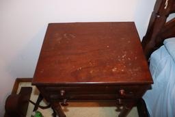 Antique Walnut 2-Drawer Sewing Table 16 in. X 21 in. x 30 in.