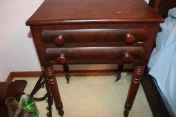 Antique Walnut 2-Drawer Sewing Table 16 in. X 21 in. x 30 in.