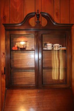 Antique Wooden Desk With Glass Door Book Shelf 84in. Tall X 36in Wide 17in. Deep