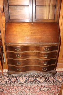 Antique Wooden Desk With Glass Door Book Shelf 84in. Tall X 36in Wide 17in. Deep