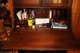 Antique Wooden Desk With Glass Door Book Shelf 84in. Tall X 36in Wide 17in. Deep