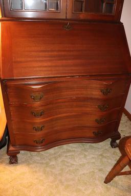 Antique Wooden Desk With Glass Door Book Shelf 84in. Tall X 36in Wide x 17in. Deep