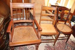 (3) Misc. Cane Bottom Chairs