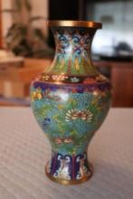 Vintage Cloisonne Vase 9.5in. Tall