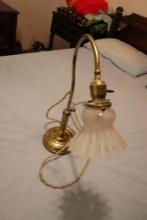 Heavy Vintage Lamp With Glass Shade