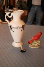 Misc. lot including vase and cardinal figurine