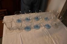 Quantity of Blue depression glass goblets and clear glass