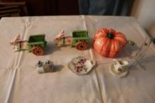 Lot of miscellaneous figurines including candy dishes, salt shakers, etc.