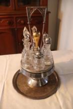 Antique Victorian Silver Plate Table Caster Set includes 6 casters and silver tray