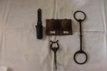 Lot of cast iron items including ink well, etc