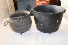 (2) Cast Iron kettles