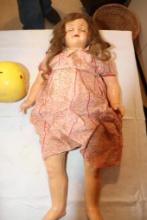 Lot of vintage Effansee Rosemary doll and plastic piggy bank