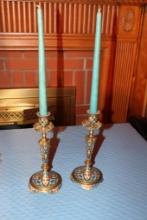 Vintage Brass Oriental Candle Holders