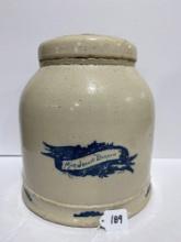 WHITE HALL, IL PERSONALIZED SUGAR JAR WITH LID-MRS. JENNIE BARROW 1905