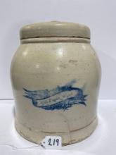 WHITE HALL, IL PERSONALIZED SUGAR JAR WITH LID-MRS. FRANK WARE 1905