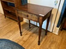 Primitive Pine Single Drawer Stand Table on Skinny Legs