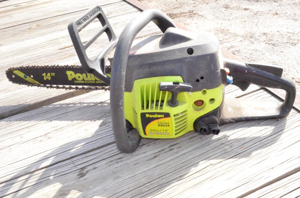 Poulan Model P3314 Gas Powered Chainsaw, 14 in. Blade