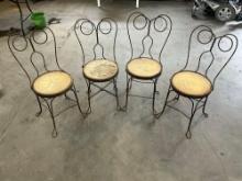 (4) twisted metal ice cream chairs