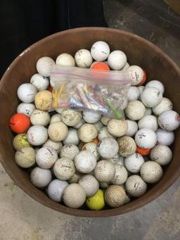 16 gallon Valvoline drum filled with used golf balls