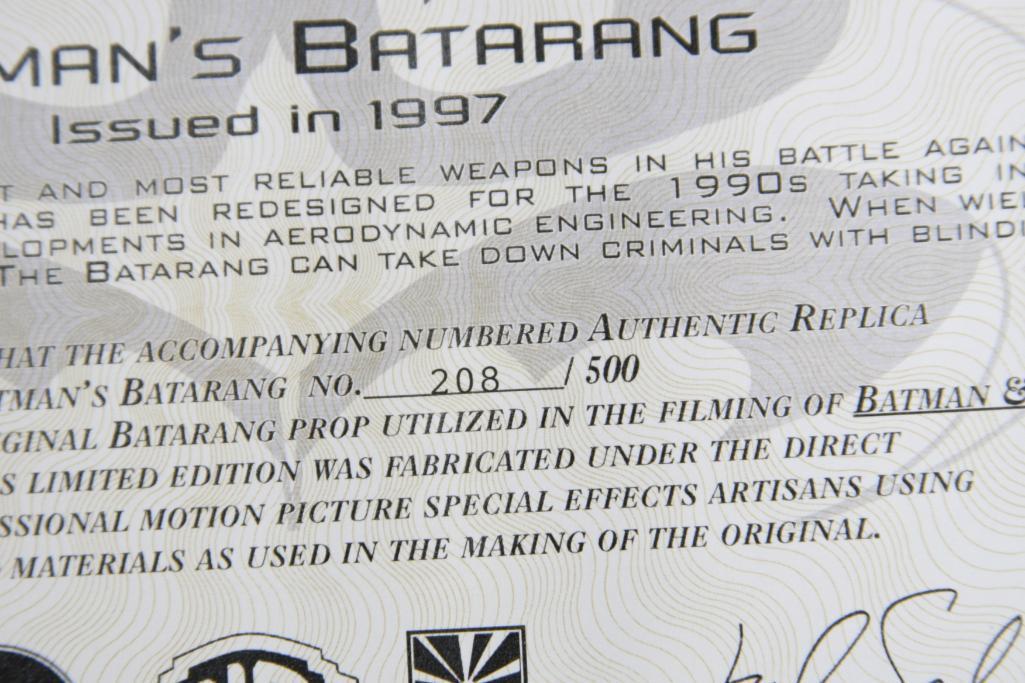 Batman's Batarang Movie Prop with Certificate of Authenticity