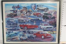 Decorative Drawing of the Evolution of Cars 31 wide 24 tall