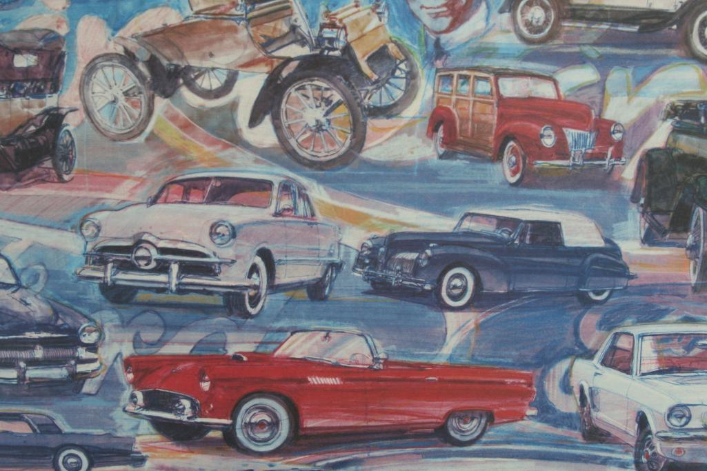 Decorative Drawing of the Evolution of Cars 31 wide 24 tall