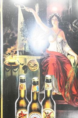 Framed Ad with Lamp Anheuser Bosch Inc Brewers Of Faust & Muenchener Lagers & Black & Tan Porter
