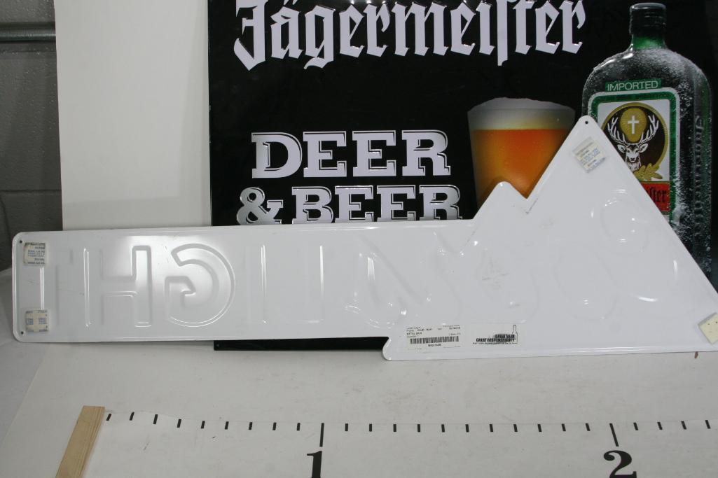 Jagermeilter 2 ft x 1.5 ft & a Coors Light 2.5 x .5 ft metal Ad Sign. 2 units