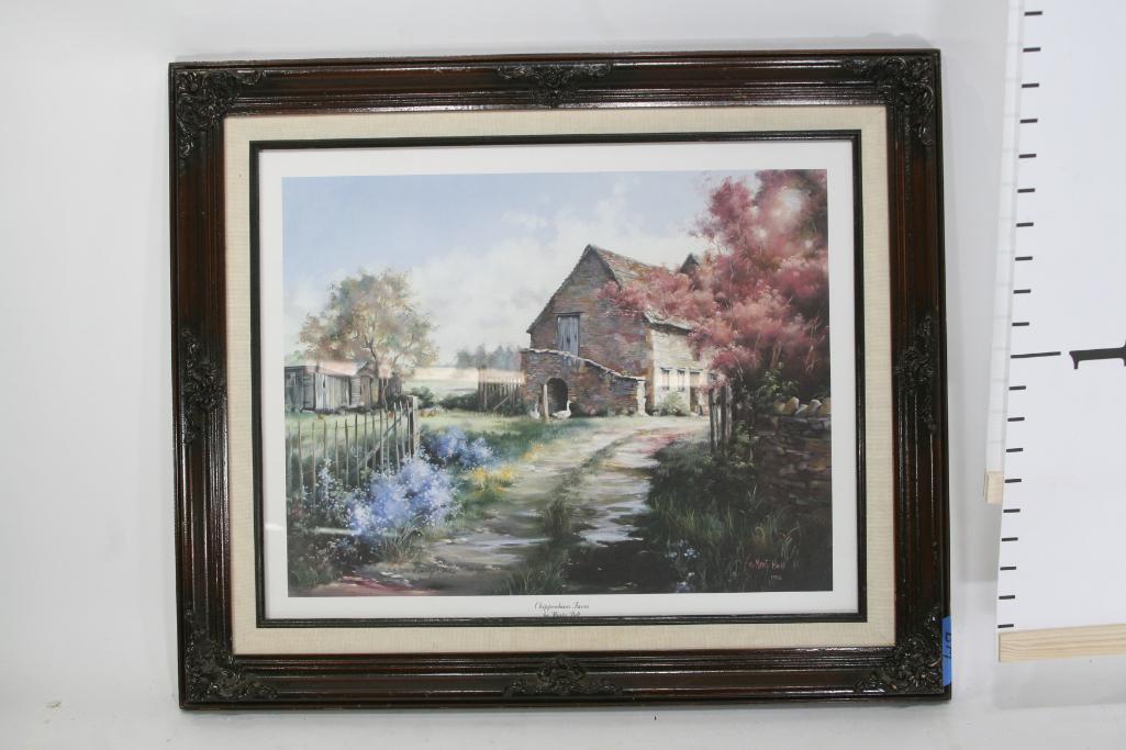 Framed Art Chippenham Farm by Marty Bell 1986, 312/500. 24 x 18 "