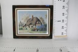 Framed Art Morning Glory Cottage by Marty Bell 1986 24 x 18"