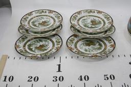 Antique Royal Doulton Round Salad Plate Madras England Floral Design Gold Trim Apprx 8", 6 Units