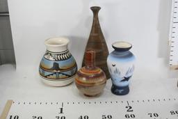 Assorted Artistic Clay Jars. Size Varies 8 inches to 14 Inches. T. Black 4 Units