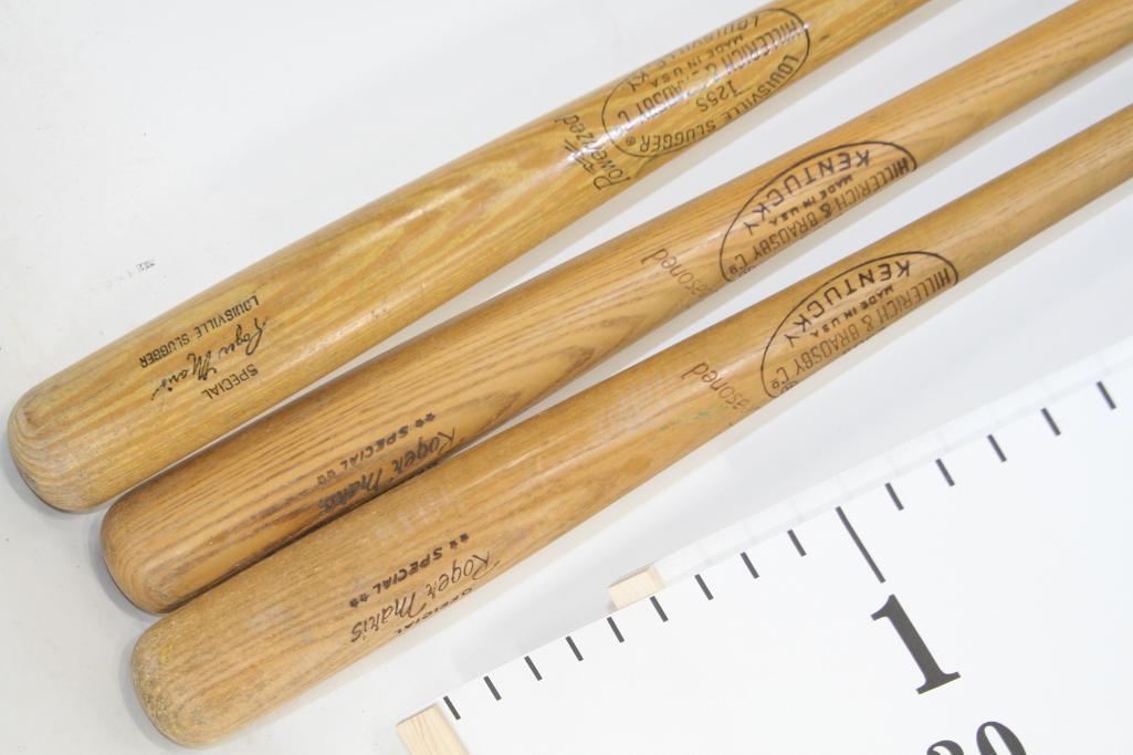 Official Genuine engraved Roger Maris Louisville Slugger 125s, 250s,250s, rm2, 1, 1.32" bats.