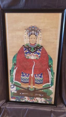 Framed Asian Ancestral Art 15 lbs 48" Tall 28" Wide Possible Empress