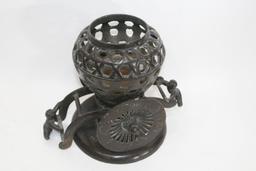 Cast Iron Altar Lamp Candle Asian 10" Tall 16 lbs