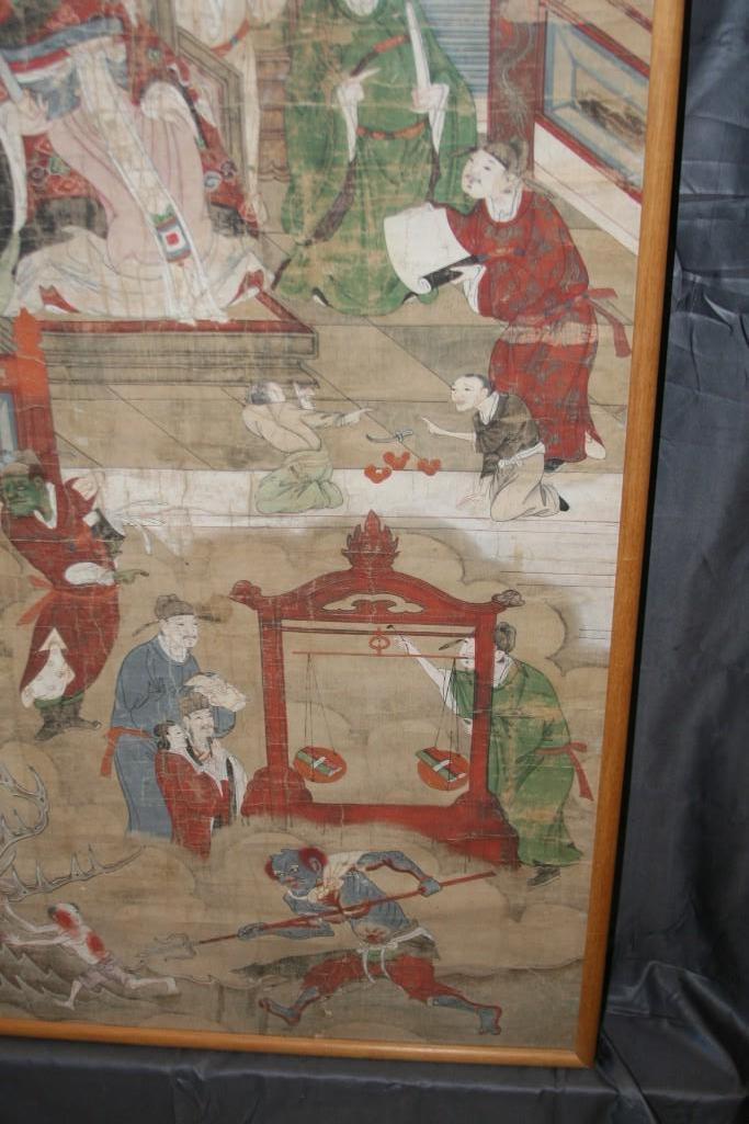 Japanese Framed Asian Ancestral Scroll Art 55" Tall 33" Wide 13 lbs