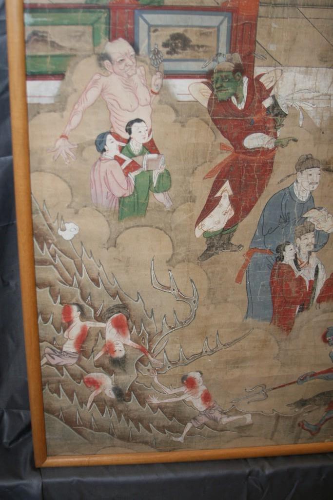 Japanese Framed Asian Ancestral Scroll Art 55" Tall 33" Wide 13 lbs